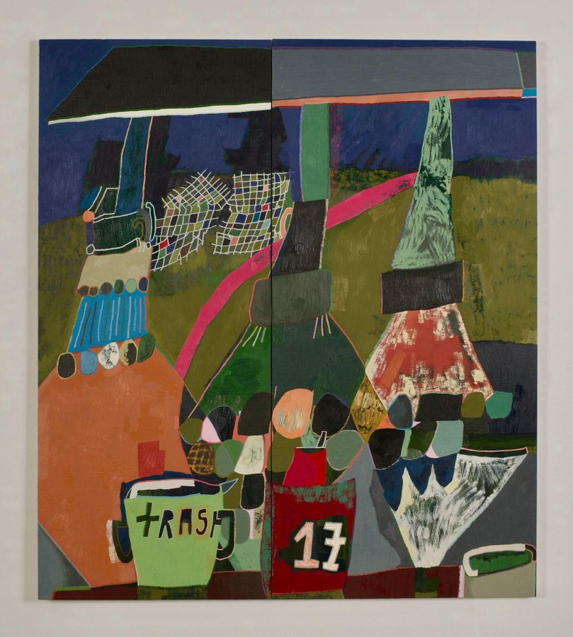 Garbage Collector (diptych) Oil on panel 42 × 36 in, 2026