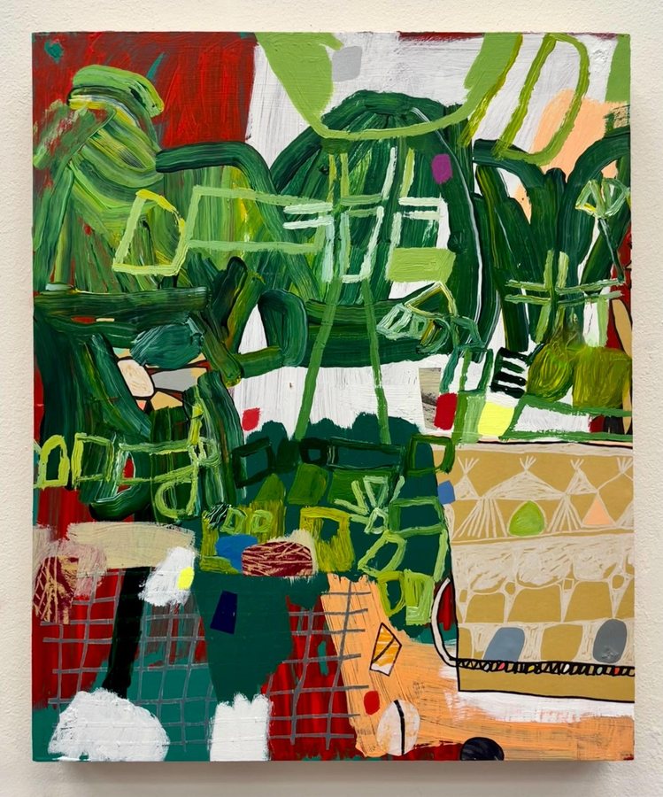 Machine for wilting Acrylic on wood 19 × 16 in, 2026