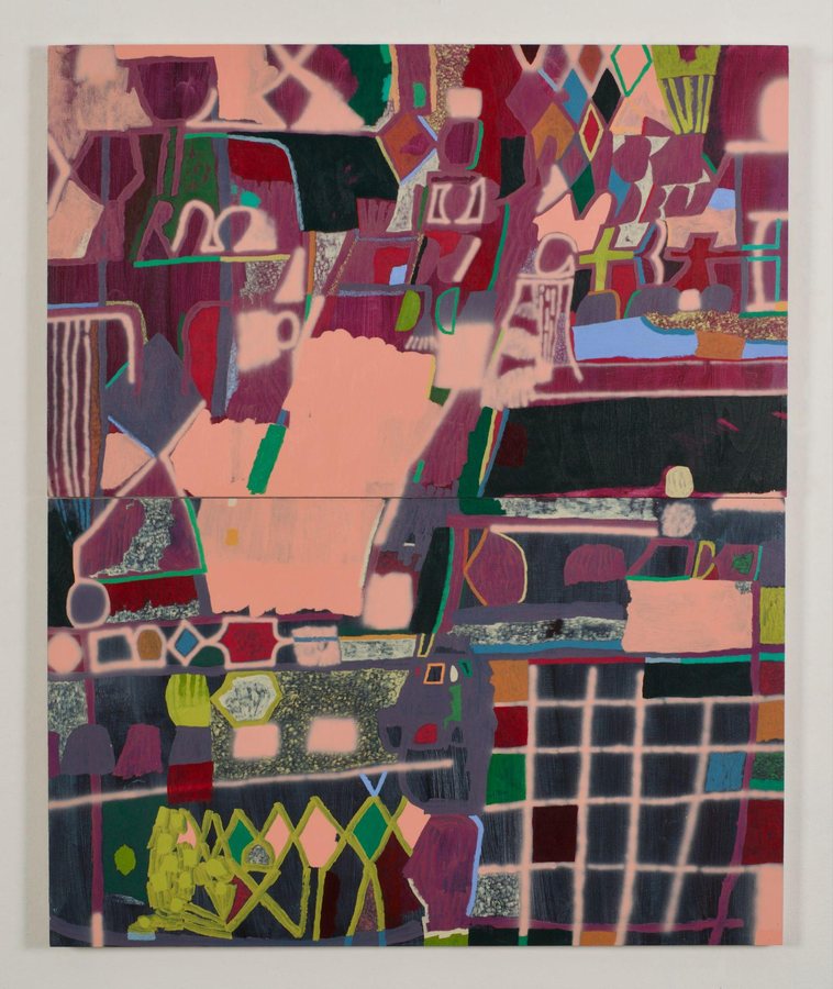 Wonder bus (diptych) Acrylic on panel 47 × 38 in, 2026